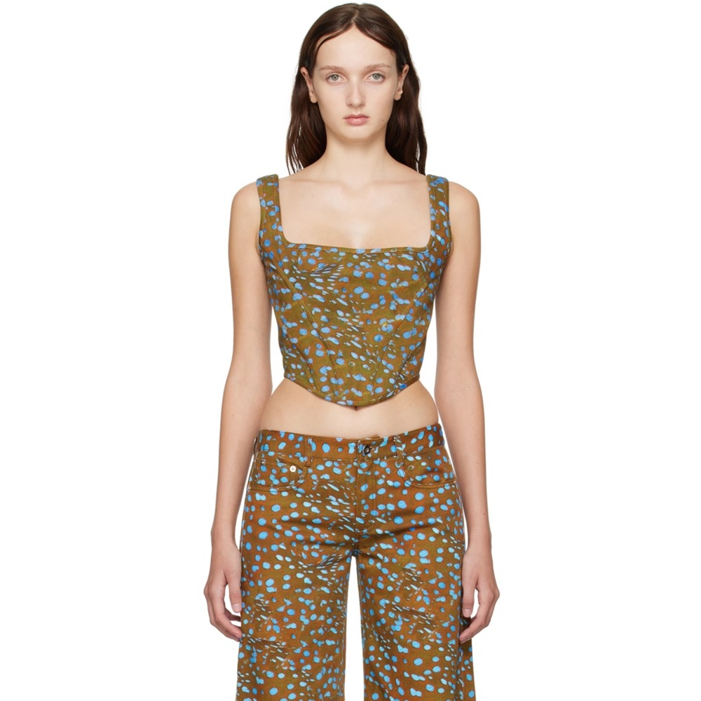 NWT PRISCAVERA Brown Printed Corset